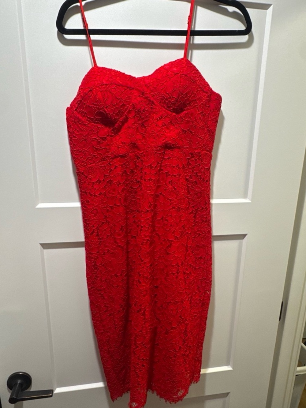 Nordstrom Red Lace Midi Dress with Spaghetti Straps